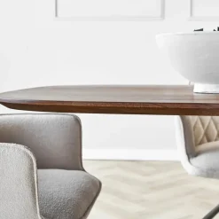 Eettafel deens ovaal Paris walnoot finish 220x100 cm - Hout - Bruin