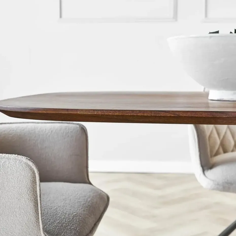 Eettafel deens ovaal Paris walnoot finish 220x100 cm - Hout - Bruin