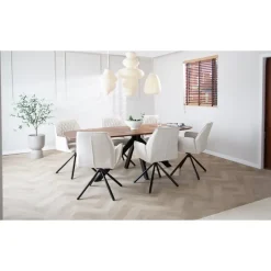 Eettafel deens ovaal Paris walnoot finish 220x100 cm - Hout - Bruin