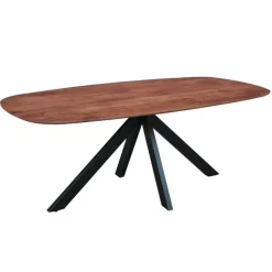 Eettafel deens ovaal Paris walnoot finish 220x100 cm - Hout - Bruin