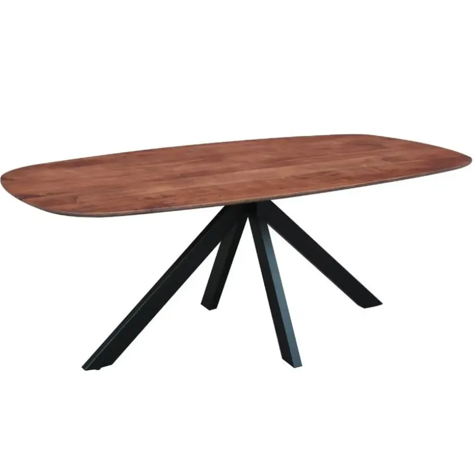 Eettafel deens ovaal Paris walnoot finish 220x100 cm - Hout - Bruin