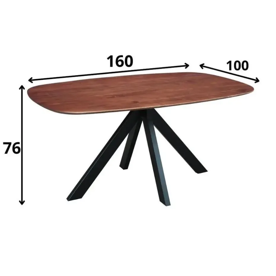 Eettafel deens ovaal Paris walnoot finish 220x100 cm - Hout - Bruin