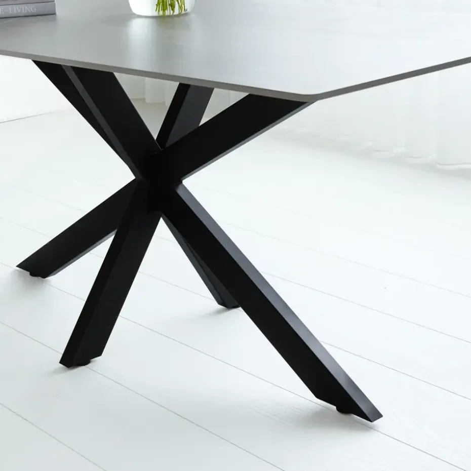 Eettafel Edin 230x100 cm marmerlook grijs - Stoneware - Grijs