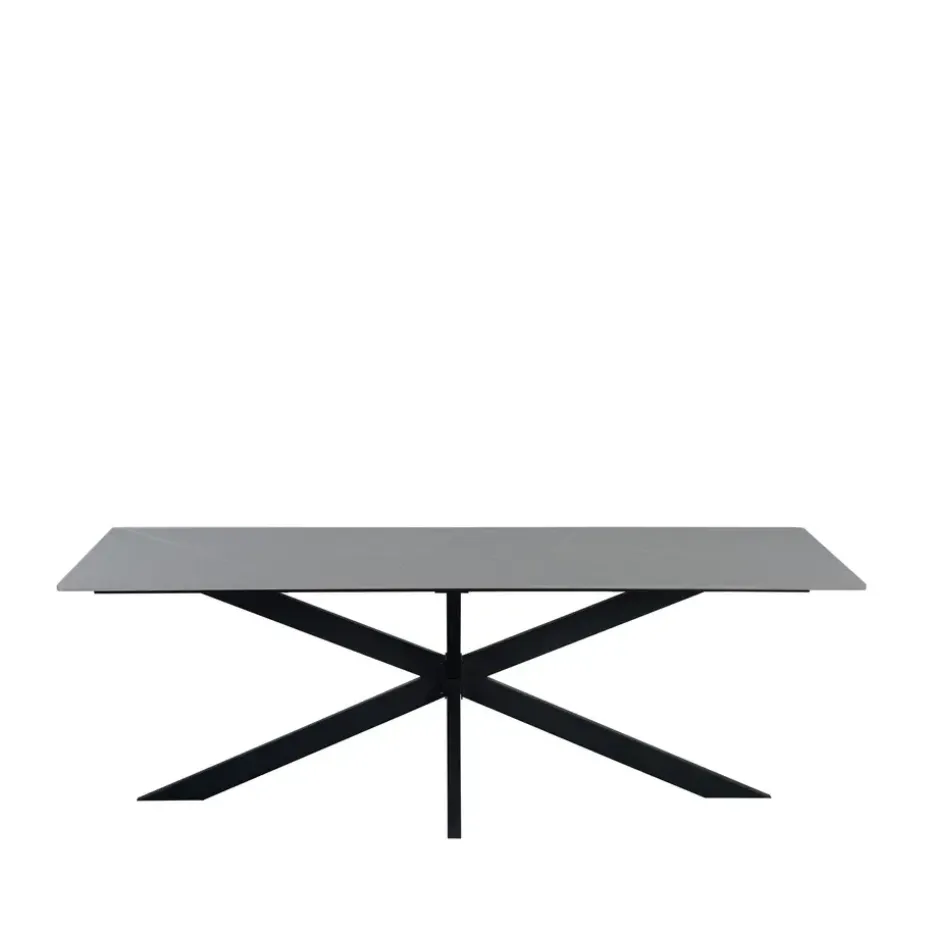 Eettafel Edin 230x100 cm marmerlook grijs - Stoneware - Grijs