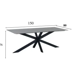 Eettafel Edin 230x100 cm marmerlook grijs - Stoneware - Grijs