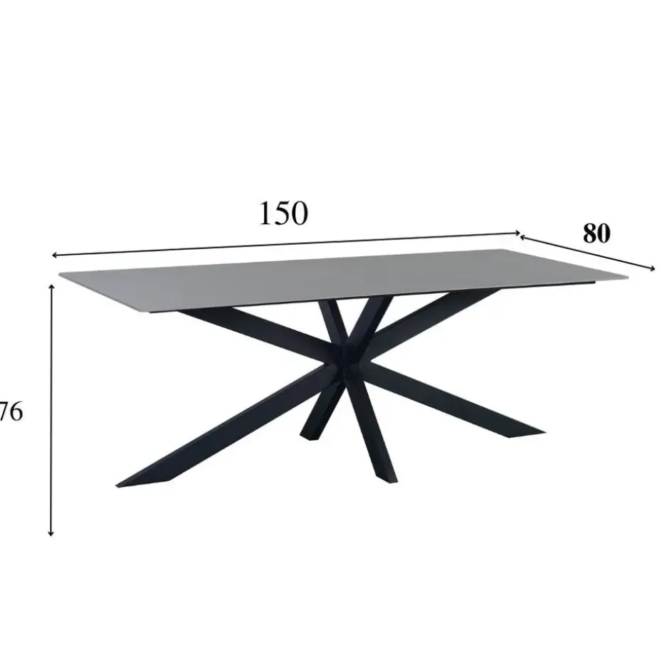 Eettafel Edin 230x100 cm marmerlook grijs - Stoneware - Grijs