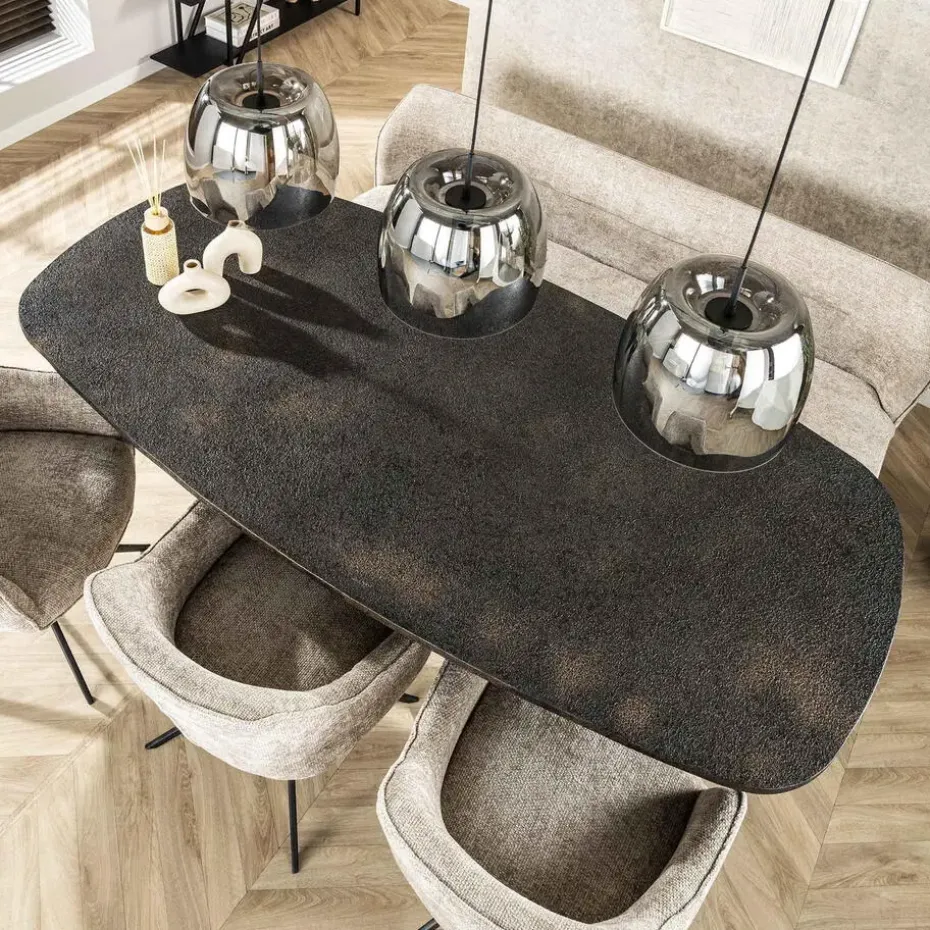 Eettafel Grijs Staal - 215x105x77cm - Metallic