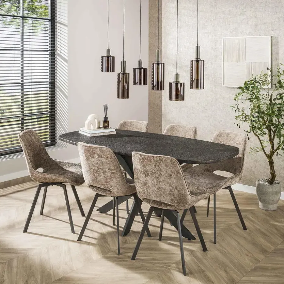 Eettafel Grijs Staal - 180x90x77cm - Metallic