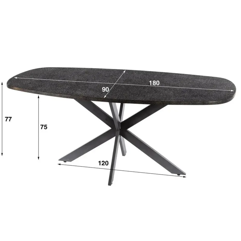 Eettafel Grijs Staal - 180x90x77cm - Metallic