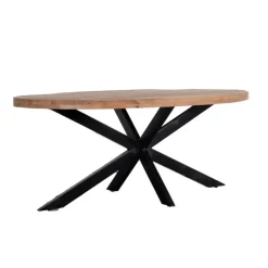 Eettafel Ovaal 220cm - Mangohout Naturel - Matrix-Poot - Mansour