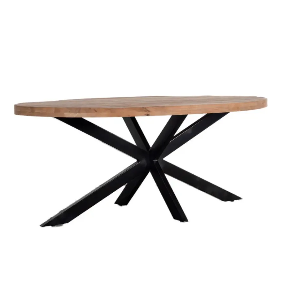 Eettafel Ovaal 220cm - Mangohout Naturel - Matrix-Poot - Mansour