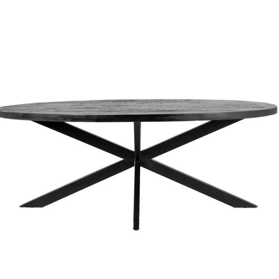 Eettafel Ovaal 240cm - Mangohout Zwart - Matrix-Poot - Mansour