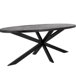 Eettafel Ovaal 240cm - Mangohout Zwart - Matrix-Poot - Mansour
