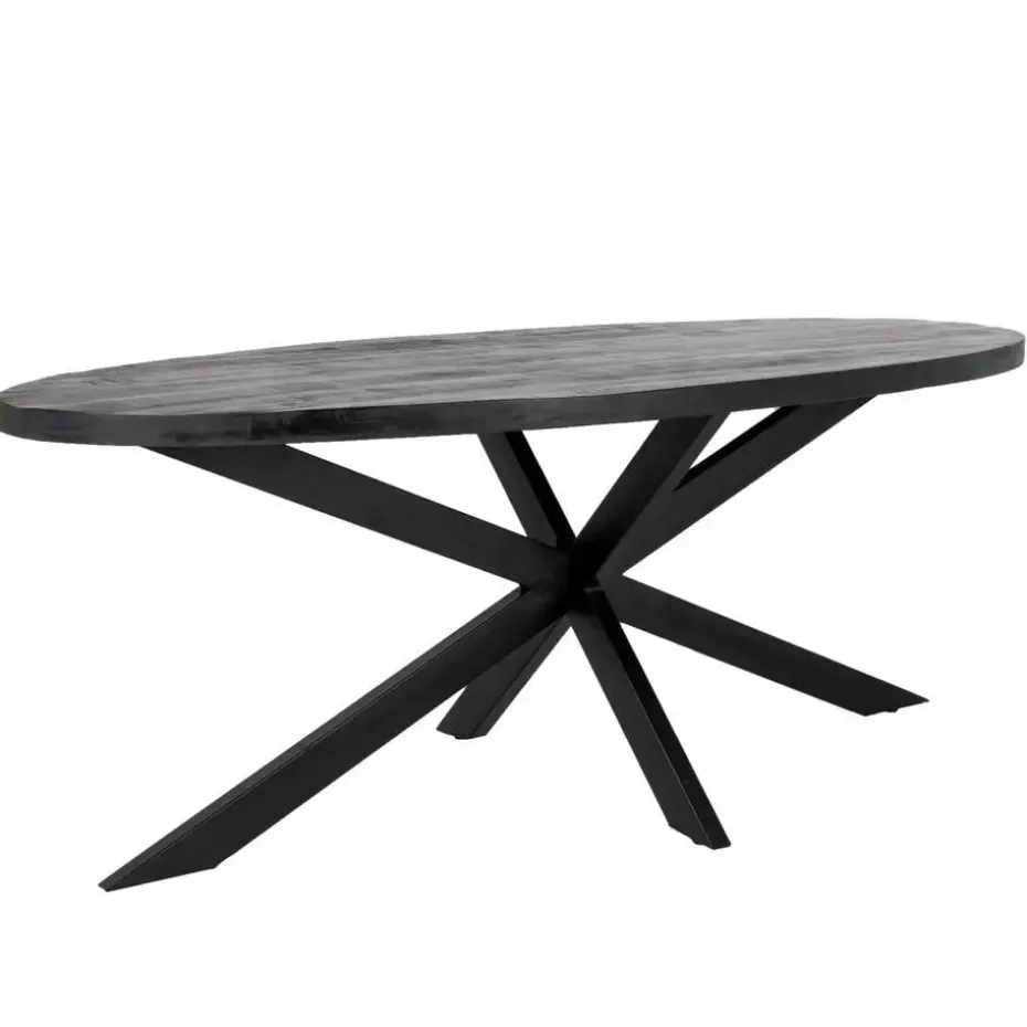 Eettafel Ovaal 240cm - Mangohout Zwart - Matrix-Poot - Mansour