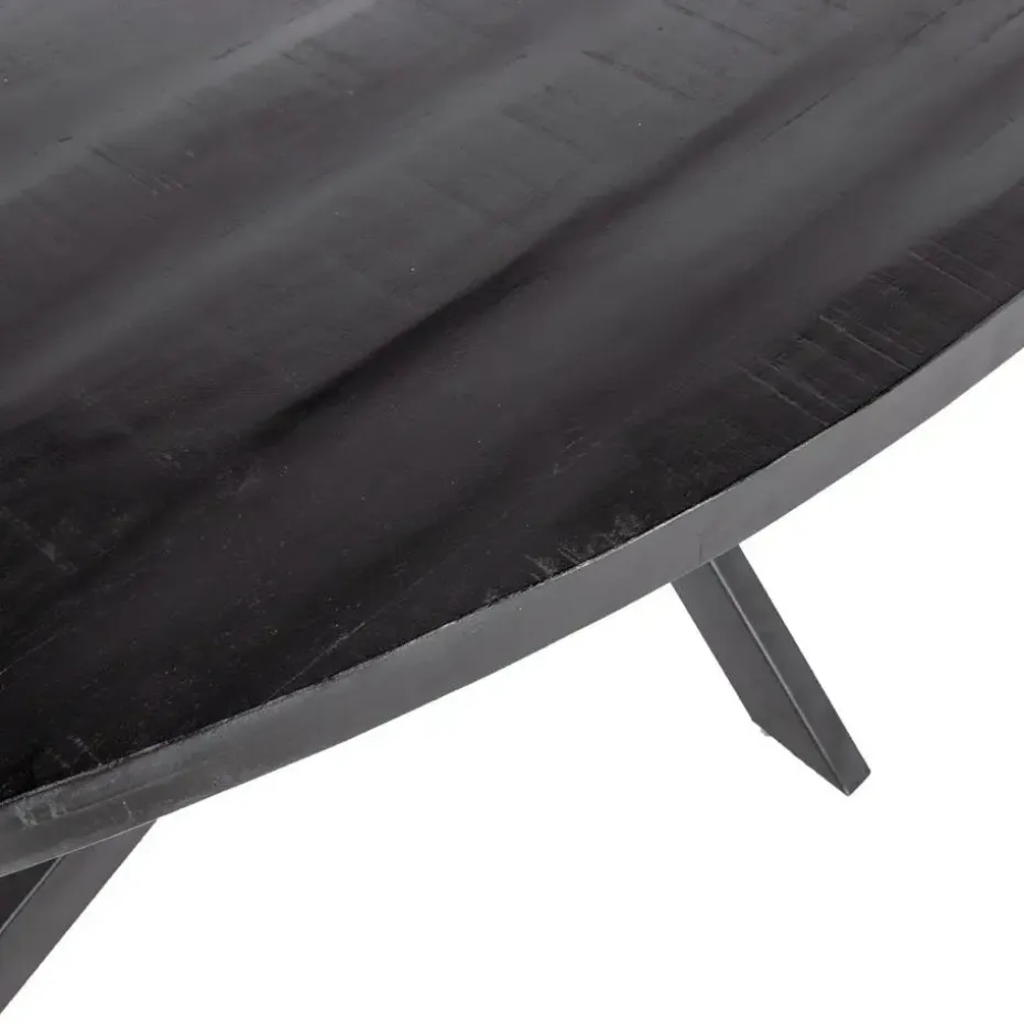 Eettafel Ovaal 240cm - Mangohout Zwart - Matrix-Poot - Mansour