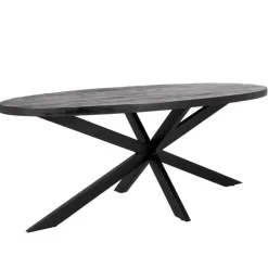 Eettafel Ovaal 220cm - Mangohout Zwart - Matrix-Poot - Mansour