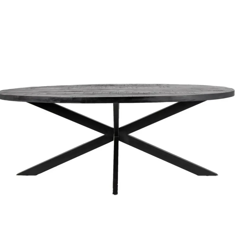 Eettafel Ovaal 180cm - Mangohout Zwart - Matrix-Poot - Mansour