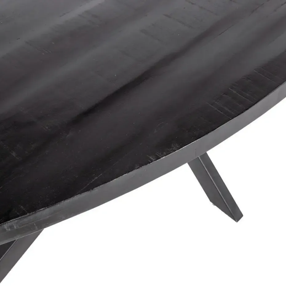 Eettafel Ovaal 180cm - Mangohout Zwart - Matrix-Poot - Mansour