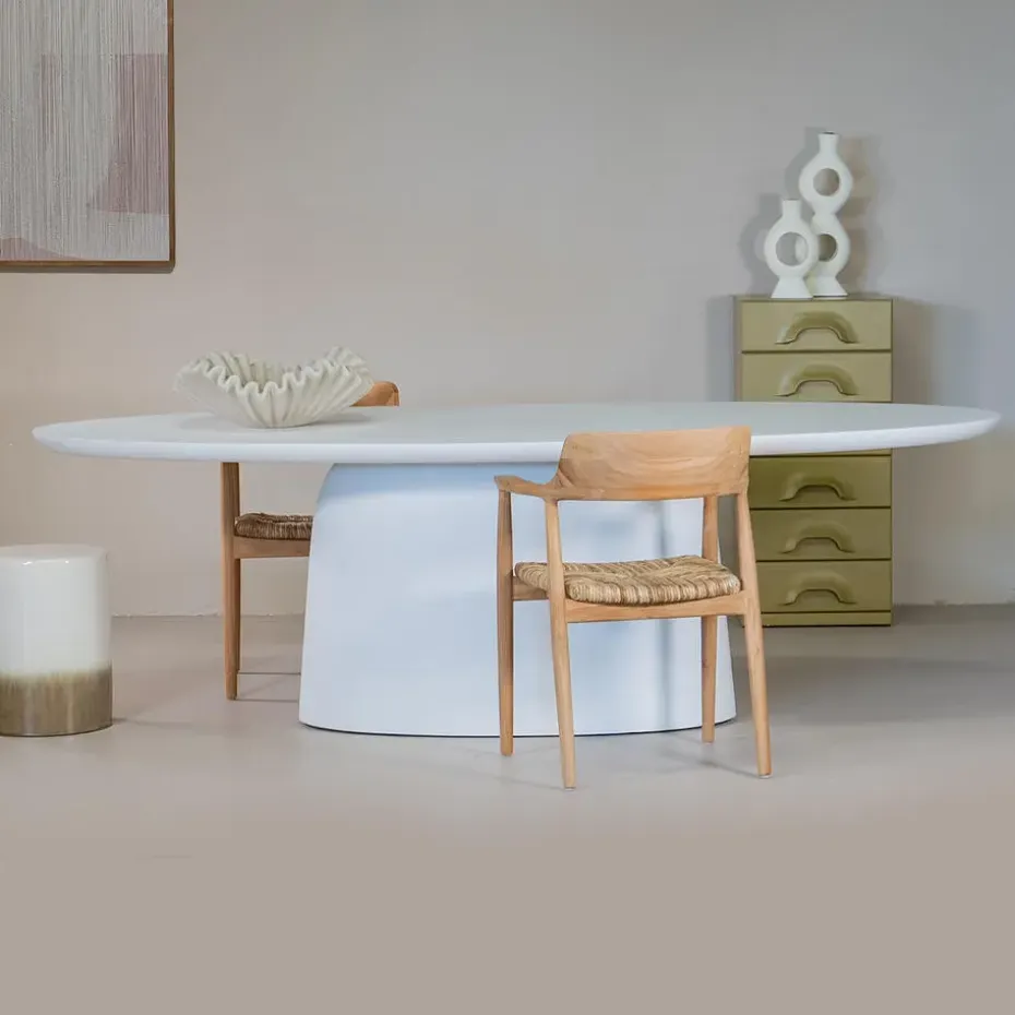 Eettafel Ovaal 200cm - Wit Betonlook - Myrna