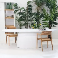 Eettafel Ovaal 240cm - Wit Betonlook - Myrna