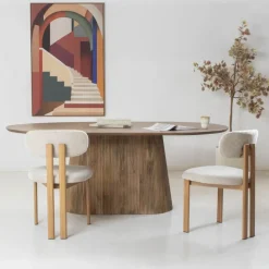 Eettafel Ovaal Naturel Hout - 240x110x76cm - Salvador