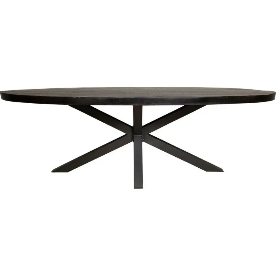 Eettafel Ovaal Zwart Hout - 300x120x76cm - Denver