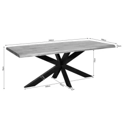Eettafel Rechthoek Naturel Hout - 240x100x76cm - Denver