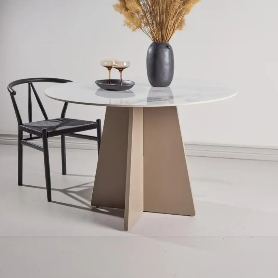 Eettafel Rond - Beige Steen - 110x110x75cm - Bootcut