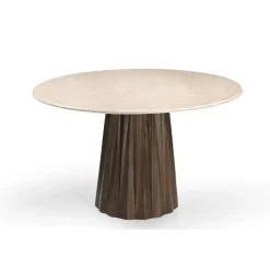 Eettafel Rond Ø150cm - Donkerbruin Marmer/Mangohout - Faiza