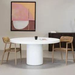 Eettafel Rond 150cm - Wit Eco Composiet - Betonlook - Eden
