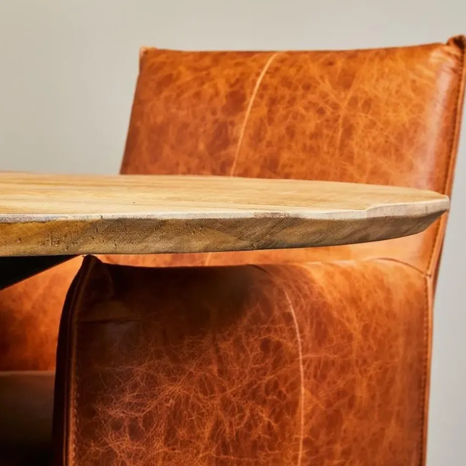 Eettafel Rond Naturel Hout - 130x130x77cm - Arlington