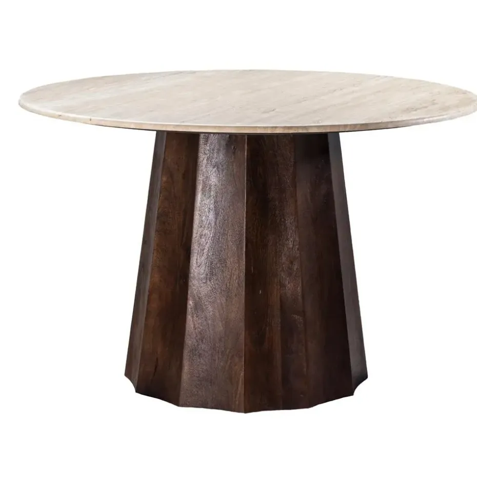 Eettafel Travertin Ø150cm - Japandi Stijl - Tafel Lucio