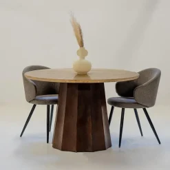 Eettafel Travertin Ø150cm - Japandi Stijl - Tafel Lucio