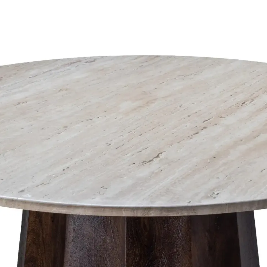 Eettafel Travertin Ø150cm - Japandi Stijl - Tafel Lucio
