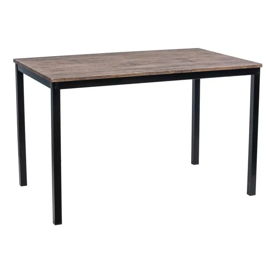 Eettafel voor 4 personen van metaal en grijs hout L120