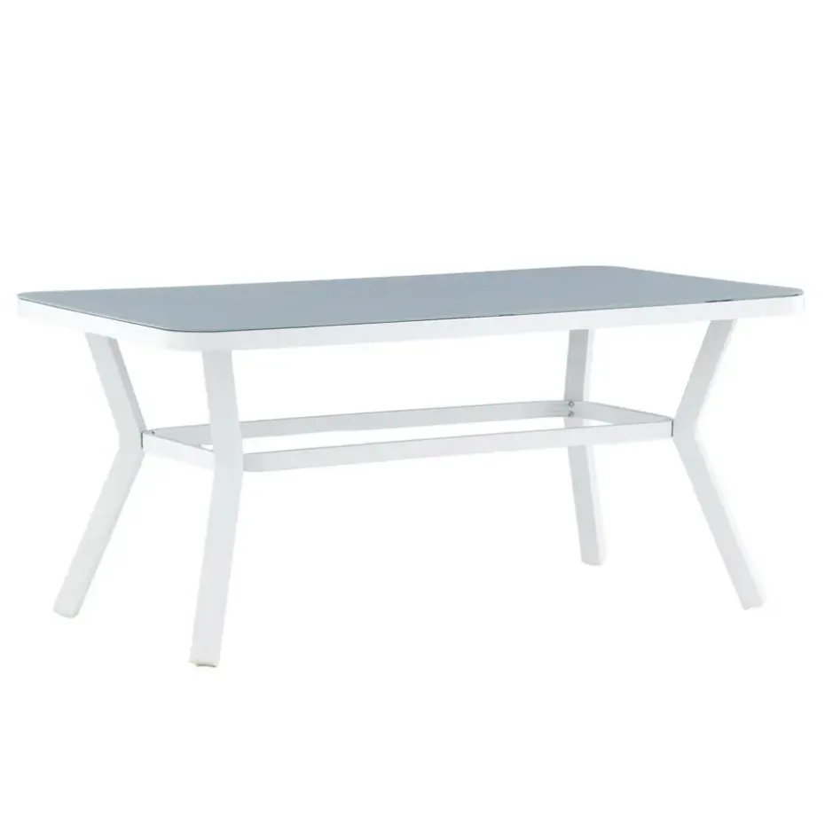 Eettafel Wit Grijs Glas - 160x90x74cm - Virya