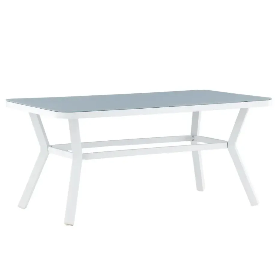Eettafel Wit Grijs Glas - 160x90x74cm - Virya