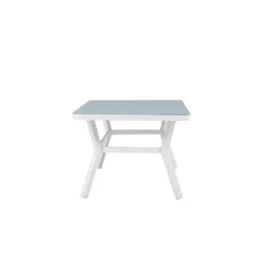 Eettafel Wit Grijs Glas - 200x100x74cm - Virya