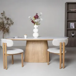 Eettafel Wit Keramiek/Naturel - 200x90x77cm - Alba