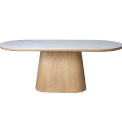Eettafel Wit Keramiek/Naturel - 200x90x77cm - Alba