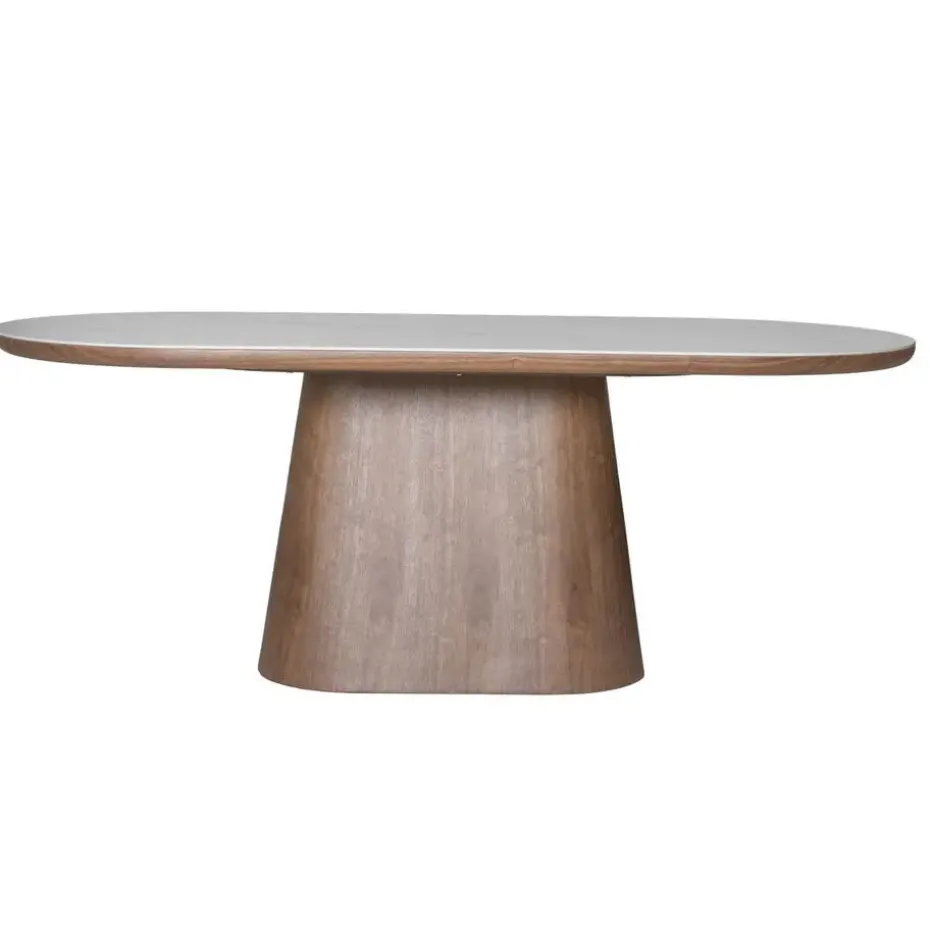 Eettafel Wit Keramiek/Walnoot - 200x90x77cm - Alba