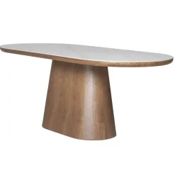 Eettafel Wit Keramiek/Walnoot - 200x90x77cm - Alba