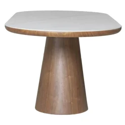 Eettafel Wit Keramiek/Walnoot - 200x90x77cm - Alba