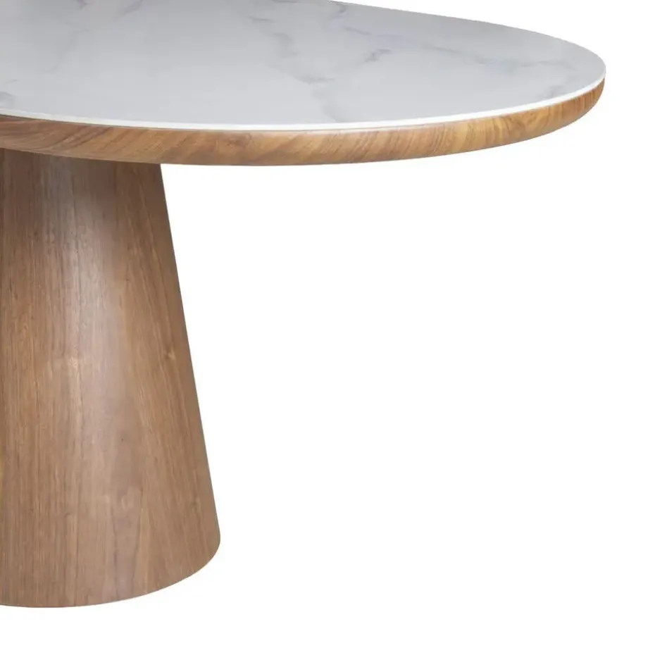 Eettafel Wit Keramiek/Walnoot - 200x90x77cm - Alba