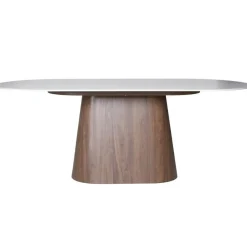Eettafel Wit Keramiek/Walnoot - 200x90x75cm - Madia