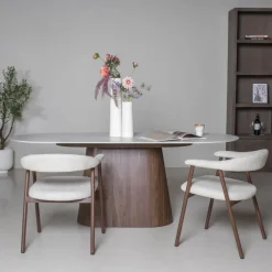 Eettafel Wit Keramiek/Walnoot - 200x90x75cm - Madia