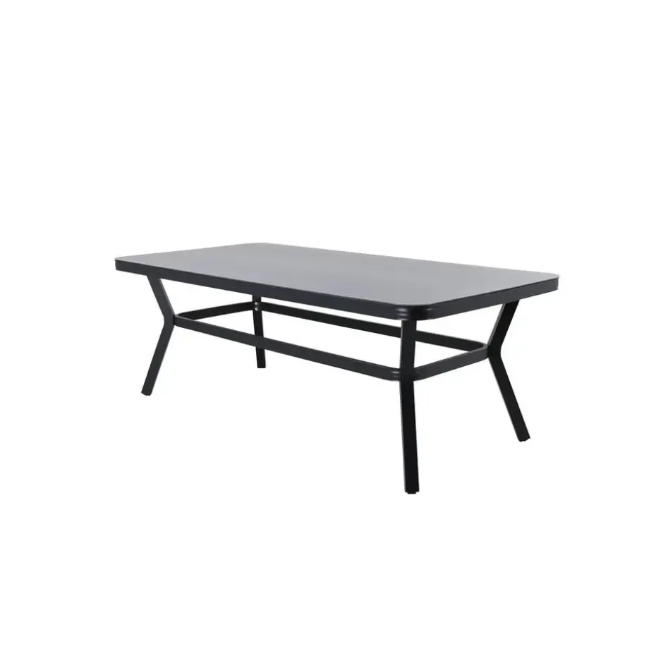 Eettafel Zwart Grijs Glas - 200x100x74cm - Virya