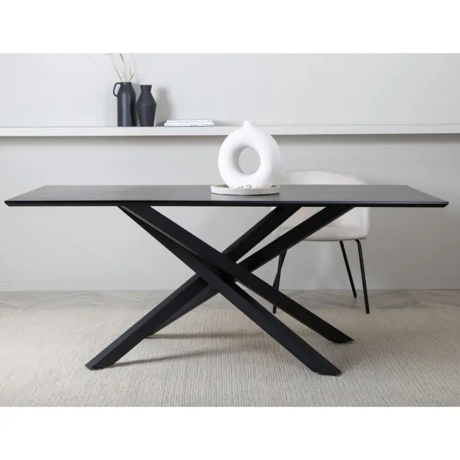 Eettafel Zwart Hout - 180x90x75cm - Piazza