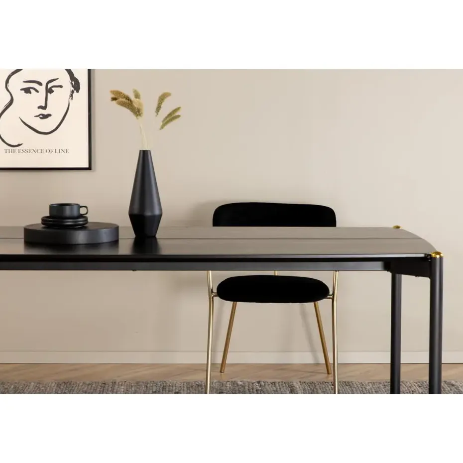 Eettafel Zwart Hout - 190x90x75cm - Pelle
