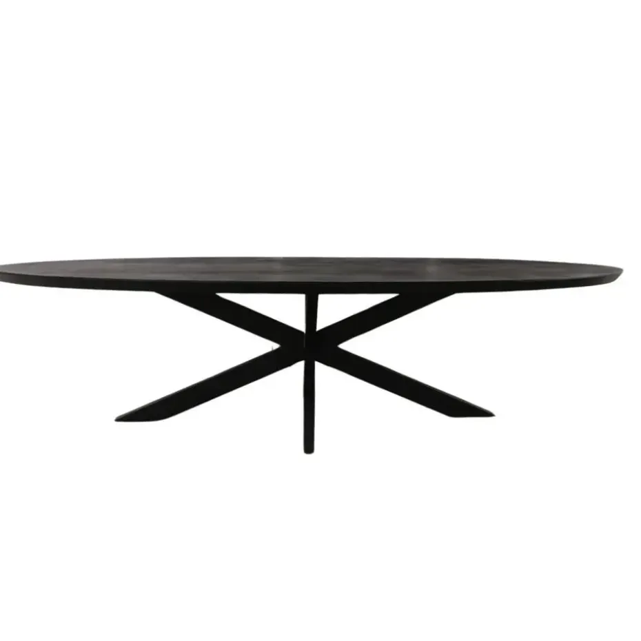 Eettafel Zwart Hout/Metaal - 210x100x76cm - Brandy